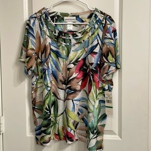 Alfred Dunner tropical short sleeve blouse